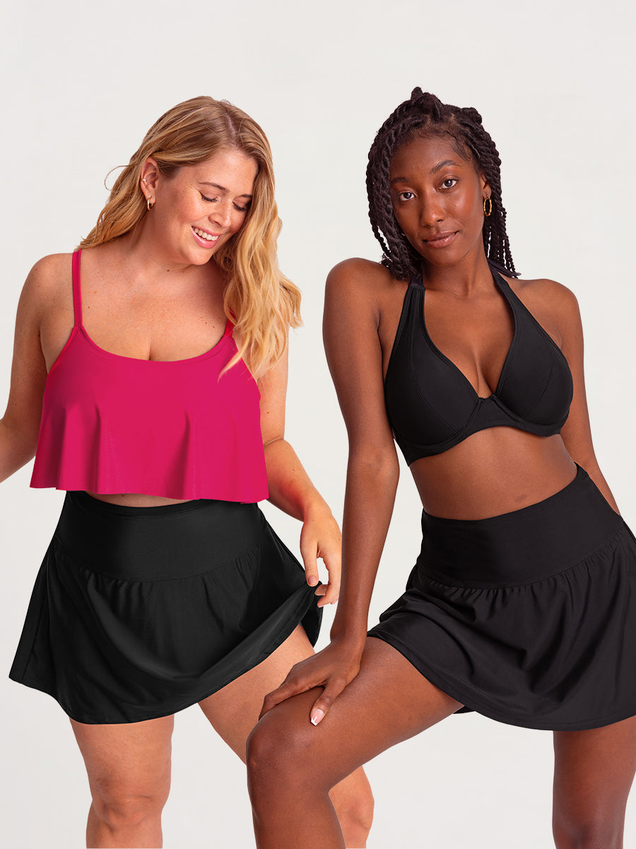 Bundle Shapermint Essentials - 1 Halter Bikini Top + 1 Ruffled Bikini Top + 1 Swim Skirt